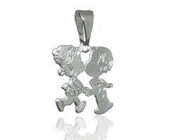 Corrente c/ pingente folheado a prata de casal COD. 30036500