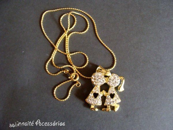 Casal folheado a ouro cravejado c/ strass COD.30033870